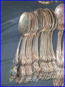 Vtg 1881 Rogers Oneida Baroque Rose Silver Plate Silverware Flatware Lot Of 71