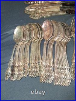 Vtg 1881 Rogers Oneida Baroque Rose Silver Plate Silverware Flatware Lot Of 71
