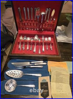 Vtg 1930s William Rogers Silverplate Flatware 52 Pc Set Silverware with Case Read Vtg 1930s William Rogers Silverplate Flatware 52 Pc Set Silverware with Case Read