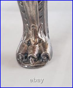 Vtg 40s FB Rogers Silver-Plate Roll-Top Butter Dish Ornate Lion Feet Glass Liner