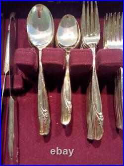 Vtg 76 Piece Rogers Bro Silver Plate Exquisite Pattern Reinforced Plate Flatware