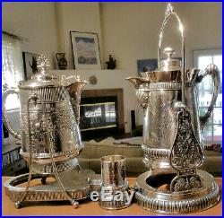 Vtg FB ROGERS Slv Plate O/C Dispensing Coffee Beverage Samovar Urn + Warmer Dish