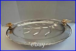 Vtg FB Rogers-ANHEUSER BUSCH COLLECTIBLE Silverplate Meat Platter & Chafing Dish