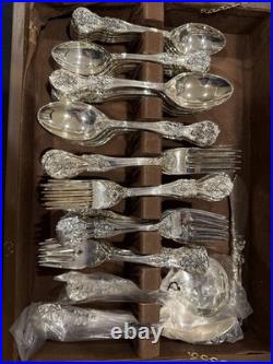 Vtg FB Rogers French Rose Silverplate Flatware Set 63 Pc w Case Box