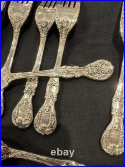 Vtg FB Rogers French Rose Silverplate Flatware Set 63 Pc w Case Box