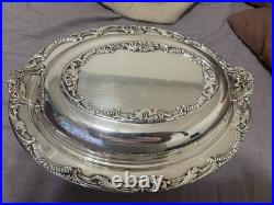 Vtg FB Rogers Serving Dish W Lid Holiday Perfect Victorian Style Ornate Stunning