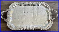 Vtg FB Rogers Silver Co. Silver Plate Footed Waiter Butler Tray Style 6377