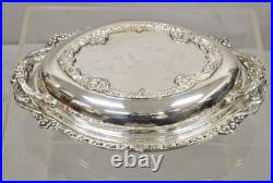 Vtg FB Rogers Silverplate Serving Dish Lidded Victorian Style Ornate Stunning