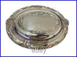 Vtg FB Rogers Silverplate Serving Dish Lidded Victorian Style Ornate Stunning