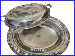 Vtg FB Rogers Silverplate Serving Dish Lidded Victorian Style Ornate Stunning