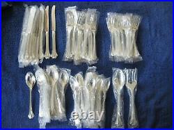 Vtg NEW 62-pc AMERICAN CHIPPENDALE Silverplate Svc for 12 SET FB Rogers NoMonos