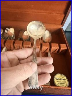 Vtg Oneida Wm A Rogers VALLEY ROSE Silverplate Flatware Set 1956 McGraw Chest