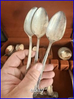 Vtg Oneida Wm A Rogers VALLEY ROSE Silverplate Flatware Set 1956 McGraw Chest