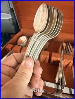 Vtg Oneida Wm A Rogers VALLEY ROSE Silverplate Flatware Set 1956 McGraw Chest