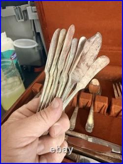 Vtg Oneida Wm A Rogers VALLEY ROSE Silverplate Flatware Set 1956 McGraw Chest