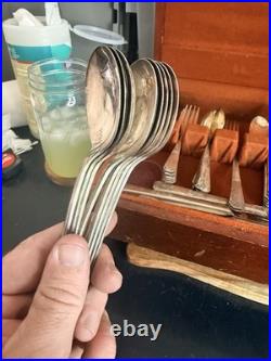 Vtg Oneida Wm A Rogers VALLEY ROSE Silverplate Flatware Set 1956 McGraw Chest