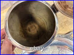 Vtg Rogers & Bro Silverplate Coffee & Tea Pot SET withTray Primrose COMPLETE