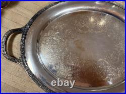 Vtg Rogers & Bro Silverplate Coffee & Tea Pot SET withTray Primrose COMPLETE