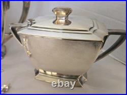 Vtg Rogers Bros 1847 Prelude Silverplate Tea Set Pot, Sugar, Creamer & Thongs