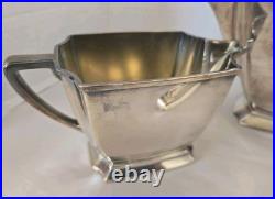 Vtg Rogers Bros 1847 Prelude Silverplate Tea Set Pot, Sugar, Creamer & Thongs