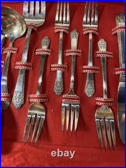 Vtg Rogers Deluxe Silver Plate PRECIOUS 31pc Set with soft Case (Service for 6)