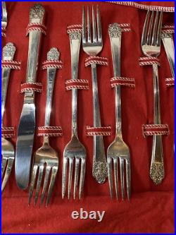 Vtg Rogers Deluxe Silver Plate PRECIOUS 31pc Set with soft Case (Service for 6)
