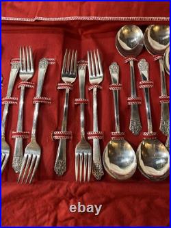 Vtg Rogers Deluxe Silver Plate PRECIOUS 31pc Set with soft Case (Service for 6)