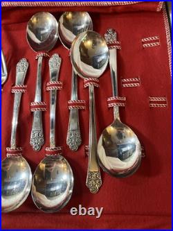 Vtg Rogers Deluxe Silver Plate PRECIOUS 31pc Set with soft Case (Service for 6)