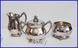 Vtg. Silver Plated-Rogers 1881 GLENROSE-6 Piece Tea/ Coffee Set WithServing Tray