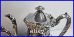 Vtg. Silver Plated-Rogers 1881 GLENROSE-6 Piece Tea/ Coffee Set WithServing Tray