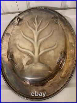Vtg Silver plate Meat Serving Oval Platter Footed Rogers & Bro 12 x 16.5 1710