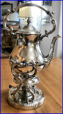 Vtg WM ROGERS #906B Slv Plated Tilt Coffee/Teapot/Water Pot withStand & Burner Pot