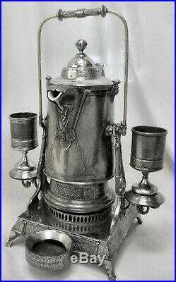 Vtg WM ROGERS #906B Slv Plated Tilt Coffee/Teapot/Water Pot withStand & Burner Pot