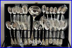 WB ROGERS 51 pc Golden Old Vienna Gold & Silver Plate Flatware with Case