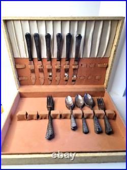 WMA Rogers A1 Plus Oneida Rosalie Lot Silver Plate 1938 Flatware Box Set 29 Pcs