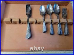 WMA Rogers A1 Plus Oneida Rosalie Lot Silver Plate 1938 Flatware Box Set 29 Pcs