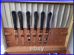 WMA Rogers A1 Plus Oneida Rosalie Lot Silver Plate 1938 Flatware Box Set 29 Pcs