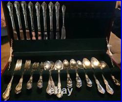 WMA Rogers Woodland Rose 1955 Silverplate Flatware Set 53 Pc SERVICE FOR 8