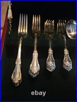 WMA Rogers Woodland Rose 1955 Silverplate Flatware Set 53 Pc SERVICE FOR 8