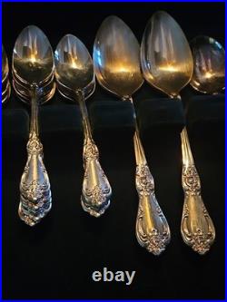 WMA Rogers Woodland Rose 1955 Silverplate Flatware Set 53 Pc SERVICE FOR 8