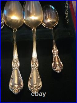 WMA Rogers Woodland Rose 1955 Silverplate Flatware Set 53 Pc SERVICE FOR 8