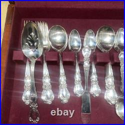 WM. ROGERS IS 74 PCS. MOONLIGHT VICTORIAN ROYAL SILVER PLATE FLATWARE Set WithBox