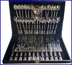WM ROGERS Silver Plate 51 Pc. Flatware Set with Case SETTING FOR 12