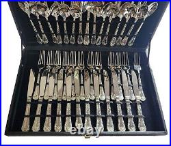 WM ROGERS Silver Plate 51 Pc. Flatware Set with Case SETTING FOR 12