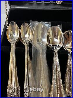 WM ROGERS and SON Enchanted Rose 49 PC Silver plate Set no case