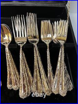 WM ROGERS and SON Enchanted Rose 49 PC Silver plate Set no case