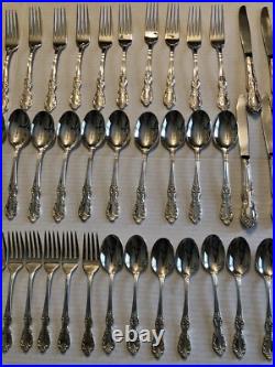 WM Rogers 60 Pc Silver Plate Grand Elegance 12 Place Settings Complete