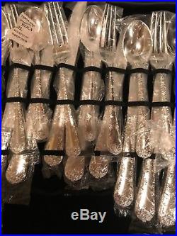 WM Rogers And Sons Enchanted Rose 63 Piece Silver Plated Flatware Set