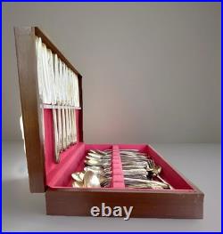 WM Rogers Avalon-Cabin Silver Plate Flatware Set withStorage Box, 58 Pieces