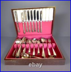 WM Rogers Avalon-Cabin Silver Plate Flatware Set withStorage Box, 58 Pieces